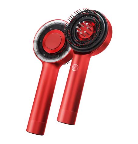 Pennello Massaggiatore per Cuoio Capelluto con Terapia a Luce Rossa e Diffusore di Siero